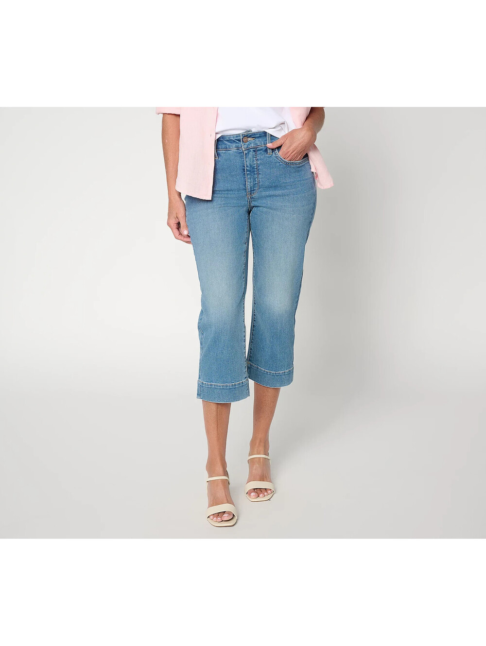 NYDJ Marilyn Straight Leg Capri Jeans in Cool Embrace Water Canyon Petite 4